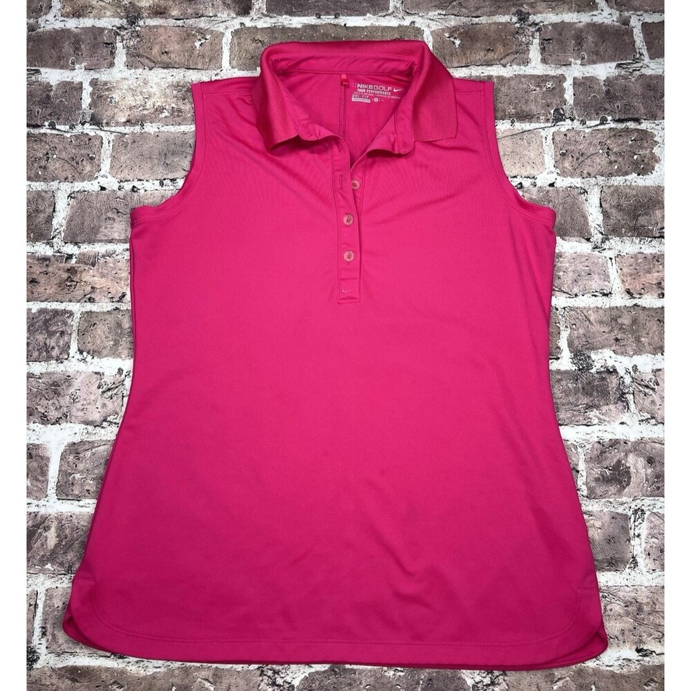 Nike Golf Shirt Womens M Tour Performance Polo Pink Sleeveless Dri-FIT Athletic